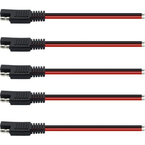 Câble de connecteur SAE 12V 14 AWG 15 cm SAE 2 broches Connecteur rapide Connecteur rapide Déconnexion Câble d'extension de voiture SAE pour motos, voitures, tracteurs (lot de 5) (1/5)