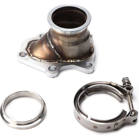 Adaptateur de Bride Turbo, Bride de Tuyau de Descente Automobile à 5 Boulons vers Adaptateur de Conversion de Bande V de 2,5 Pouces Turbocompresseur Td04 de Remplacement 14412aa451 avec Adaptateur de. (1/4)