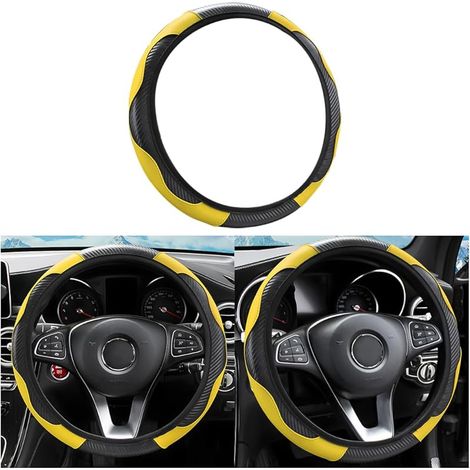 Housse de volant universelle antidérapante et respirante en cuir microfibre, diamètre 37-38 cm, coutures élastiques, couleur volant protecteur, accessoires de voiture (1/5)