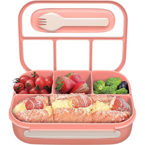 Boîte à lunch bento mille millilitres quatre compartiments avec cuillères étanche pour école travail et voyage sans BPA