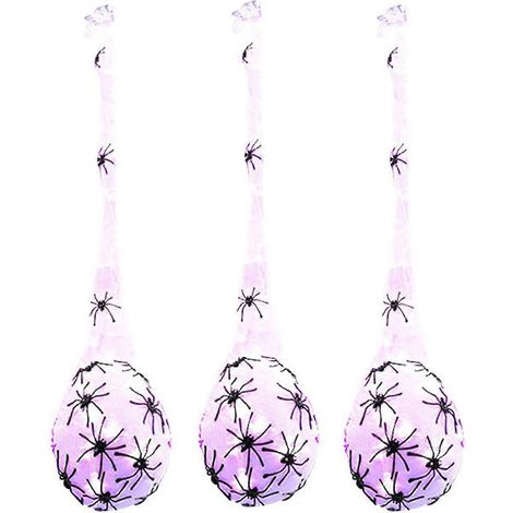 Lot de 3 araignées suspendues, œufs, décorations lumineuses réalistes et effrayantes pour Halloween. Idéales pour les fêtes d'Halloween. (1/5)