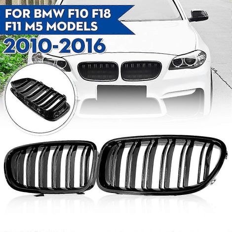 Paar Frontstoßstangen-Nierengrill mit Doppellamellen für BMW F10 F11 M5 535i 550i 528i (2010–2016), Motorhauben-Nierengrill, glänzend schwarz