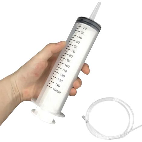 Syringe de grande capacité, pompe réutilisable, application hydroponique, 150ml avec tube de 1,3m (1/2)