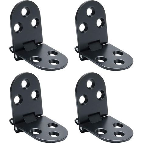 Bisagras para mesa plegable, conector plegable, montaje de muebles de acero inoxidable plegables a 180 grados, 2 mm de grosor, acabado cromado, acero inoxidable, 4 piezas negras (1/5)