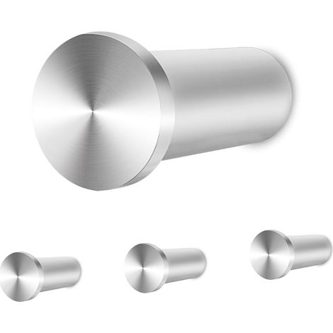 Gancho de pared de acero inoxidable SUS304, plateado, con tornillos, para baño, cocina y dormitorio, 4 unidades