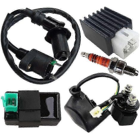 Kit électrique pour petits moteurs compatible avec les moteurs de motocross, comprenant bobine d'allumage, régulateur, boîtier CDI et bougies d'allumage, compatible avec les moteurs de 110 cm3 et 125 (1/5)