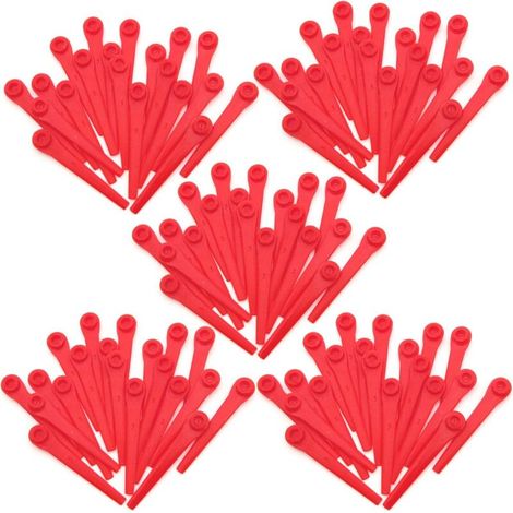 Confezione da 100 lame di ricambio in plastica BDD per tosaerba Gardena 9823 9825, rosse, 70 mm (1/3)