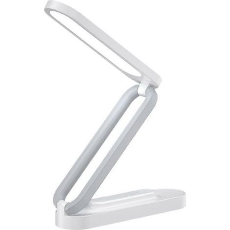 Wiederaufladbare, tragbare und faltbare LED-Schreibtischlampe mit 3 Helligkeitsstufen. Kleine Schreibtischlampe, ideal für Büro und Zuhause (weiß). (1/5)