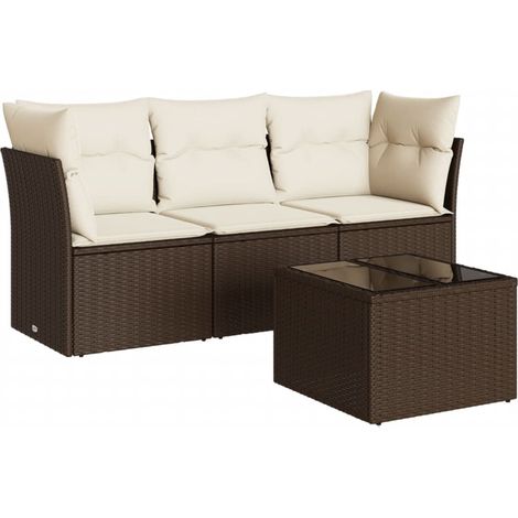 Maison Exclusive - Set de sofás de jardín 4 pzas y cojines ratán (1/5)