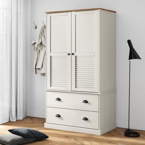 Garde-robe Armoire de Rangement Armoire de vêtements Penderie VIGO blanc 90x55x176 cm bois massif de pin VXN7568 (1/5)