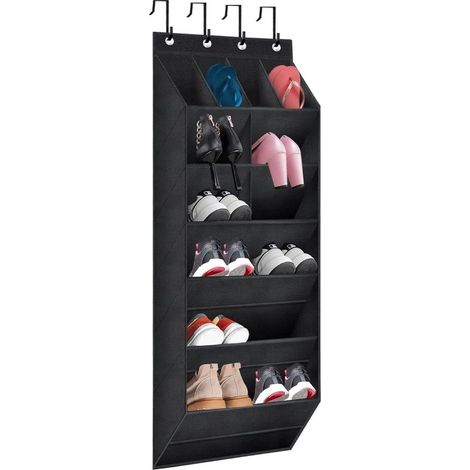 Étagère à chaussures suspendue avec crochets - 17 x 42 x 120 cm - Étagère à chaussures de porte - 11 compartiments (1/5)