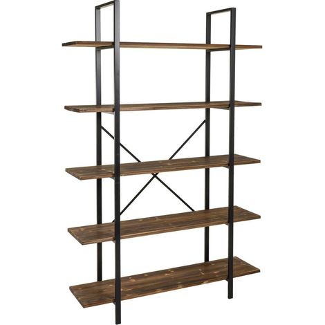 Estantería de madera y metal marrón 120x32x178 (1/5)