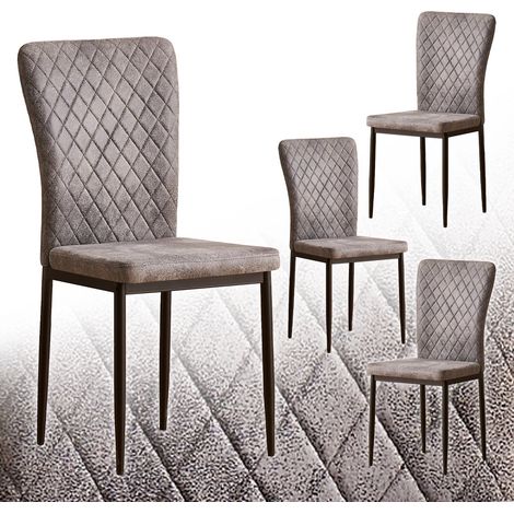 Set of 6 Suede Dining Chairs High Back Kitchen Counter chairs home & restaurants& Lounge Leisure&Living Room(Grey,4)