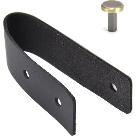 Poignée de bagage en simili cuir poignée de meuble de porte de garde-robe monotrou cachée moderne noir (1/5)