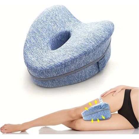 1 Matelas pour dormir sur le côté avec sangles, oreiller de soutien pour les genoux et les jambes, rembourrage moelleux - Convient aux personnes dormant sur le côté (Bleu) (1/5)