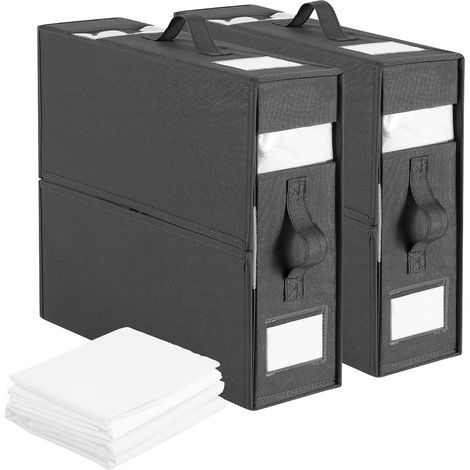 Organisateur de linge de lit, sac de rangement avec cadre de marquage, organisateur en lin de grande capacité, convient pour ranger draps, vêtements, taies d'oreiller, couvertures (noir) (1/5)