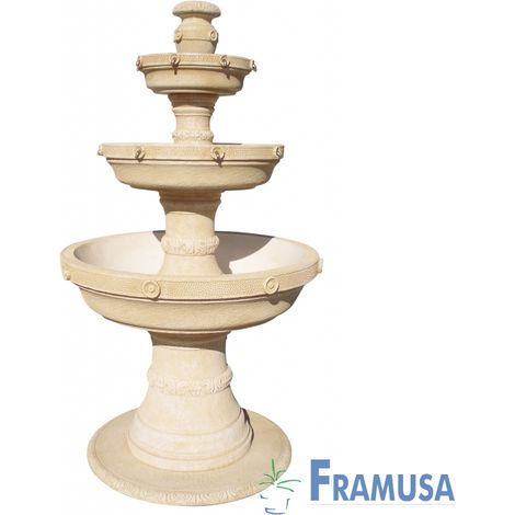 FUENTE DE PIEDRA ARTIFICIAL CENTRAL DORA OCRE CON BOMBA PARA JARDIN (1/2)
