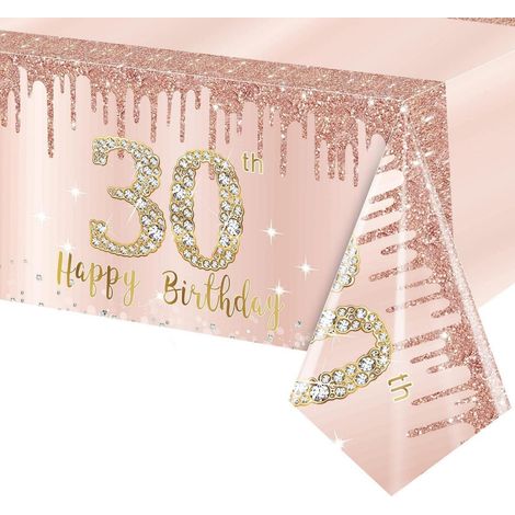 Nappe 30ème anniversaire Roségold 137x274 cm pour femmes Décoration de fête