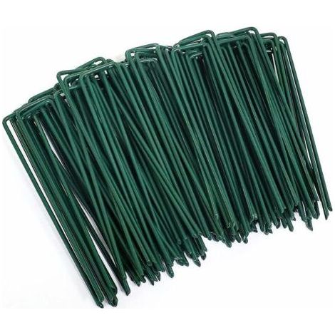 Alovez - Piquets de Jardin 30 pcs,Piquets de Fixation en Acier pour Jardin Toiles de Paillages et de Jardinage Grillage,Galvanisé Antirouille à Chaud Agrafes en Forme de U(150 mm de Long 3mm largeur (1/5)