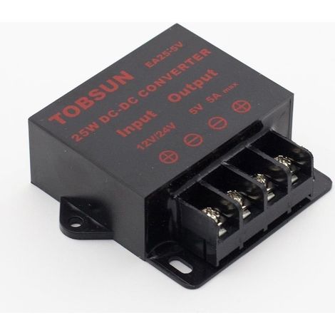 Convertisseurs Transformateur d'alimentation DC DC Abaisseur de tension 12V24V vers 5V 5A 25W DC Buck Converter Réglable pour écrans LED, Automobile, Electricité ect.