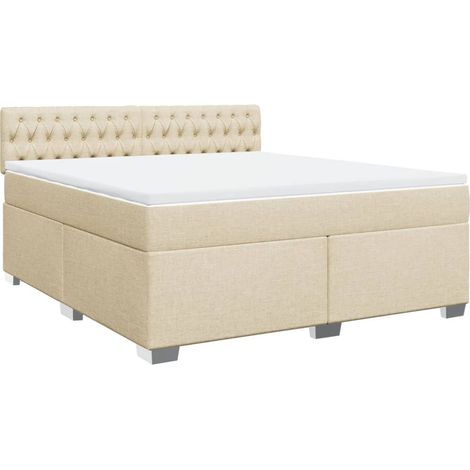 Sommier à lattes de lit avec matelas Crème 180x200 cm Tissu vidaXL (1/5)