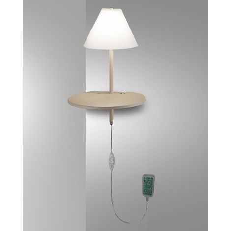 Lampada da Parete Goodnight in Metallo e Vetro Soffiato, Colore Tortora/Beige, 8W LED 3000K, Classe di Isolamento 2, Regolazione a Pulsante