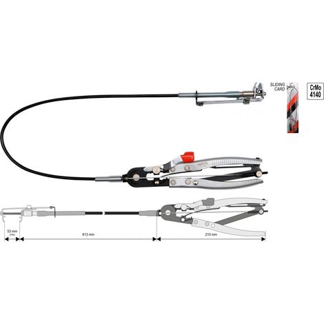 Flexible Schlauchklemmenzange mit Ratschenfunktion Bowdenzug: ca. 876 mm (1/4)