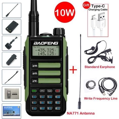 Talkies Walkies,Baofeng UV-16 IP68 Étanche 50Km Longue Distance Bi-bande 136-174-400-520MHz Talkie-walkie UV-5R - TC-Earp-Cable-771