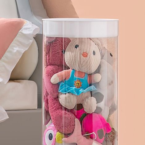 Transparenter Aufbewahrungseimer für Plüschtiere – Staubdicht, handlich, stabile Aufbewahrungslösung, 50 x 26 cm (1/5)