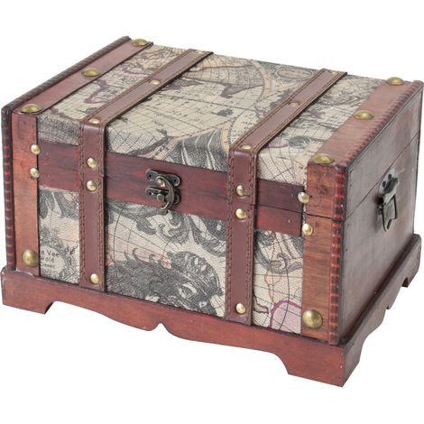 HMF 6408-129 Schatztruhe, Schatzkiste, Holzkiste Amerika, 29 x 20 x 17 cm (1/5)