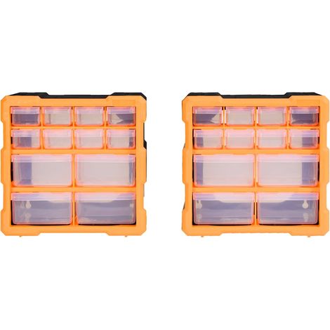 vidaXL Organizadores multicajones con 12 cajones 2 uds 26,5x16x26 cm (1/2)
