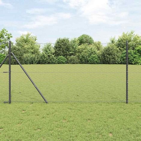 Zaunpfosten Grau 25 x 1,2 m (36 mm Netz) Stahl