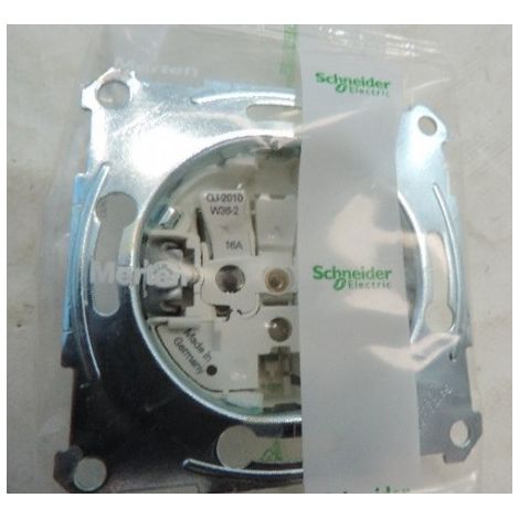 Prise 2P sans terre 16A NF connexion borne auto sans enjoliveur ni plaque série Merten M-Plan SCHNEIDER ELECTRIC MTN2000-0000