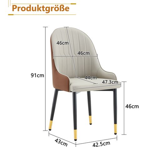 Lot de 2 chaises en polyuréthane gris chaud et brun, dossier à motif éclair, assise épaisse ultra-souple, piètement en métal résistant. Parfaites pour cuisine, café, restaurant ou usage professionnel. (1/5)