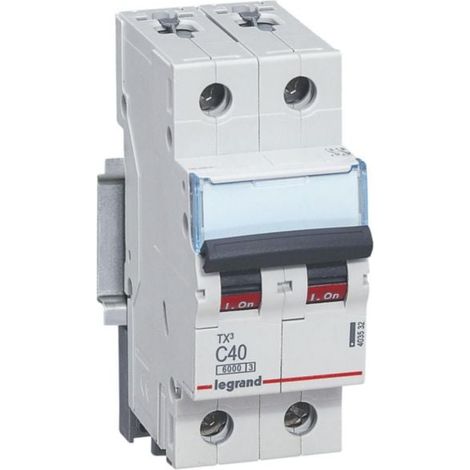 Interruttore Legrand TX³ 2P C40 6000A/6kA 230/400V 2 moduli - LEG403532