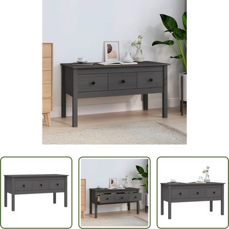 Kiefer Couchtisch - Couchtisch Grau 102x49x55 cm Massivholz Kiefer (1/5)