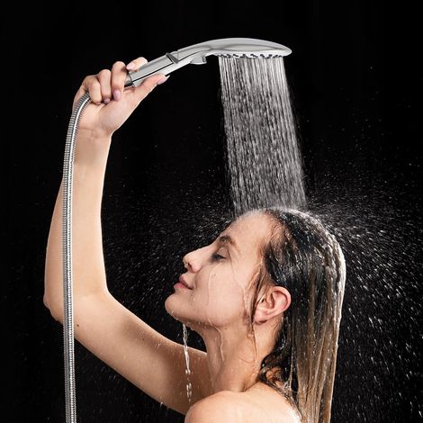 Pommeau de douche avec flexible et douchette à main, 6 types de jets avec fonction pause (1/5)