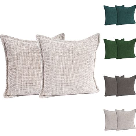 2er Set Chenille Kissenbezug 45x45cm-M702739-Creme-var (1/2)