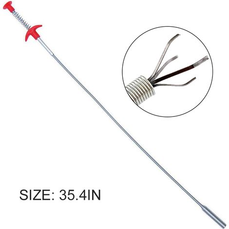 Pince à 4 Griffes Flexible de 35.4in - Tube Métal Bendable pour Drain de Sink, Toilet et Litter Pick (1/4)