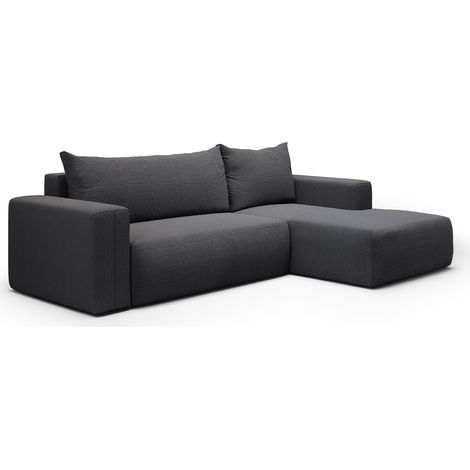 Ecksofa, rechts umwandelbar, 3-Sitzer, Truhe, Bliss Dunkelgrau