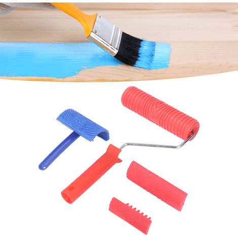 Rouleau à motif bois, outils de peinture à motif bois en caoutchouc, ensemble de rouleaux d'impression, rouleau à peinture, pinceau à motif bois, rouleau à motif bois pour gaufrage mural. (1/5)