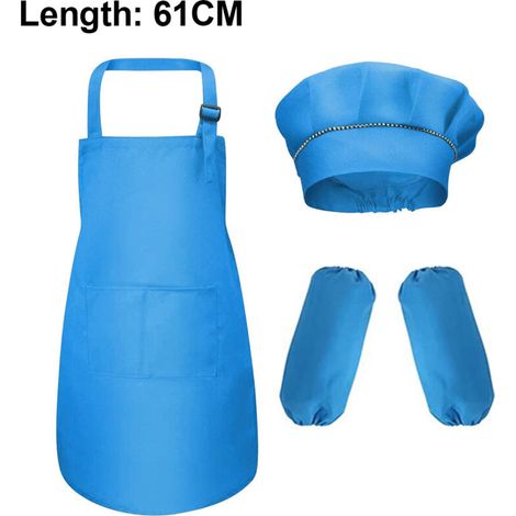 1 ensemble tablier et chapeau pour enfants et manches, tablier de chef pour enfants pour la cuisine, la pâtisserie (1/5)
