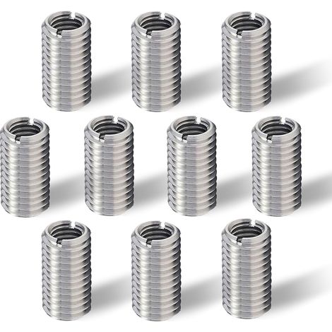 Lot de 10 Inserts Filetés M6 vers M4,15 mm en Acier Inoxydable,Filetage Adaptateurs Manchon Réducteur Écrou,Insert Fileté M6 sur M4,Adaptateur Fileté, Douille Filetée,Kit de Réduction de Filetage (1/5)