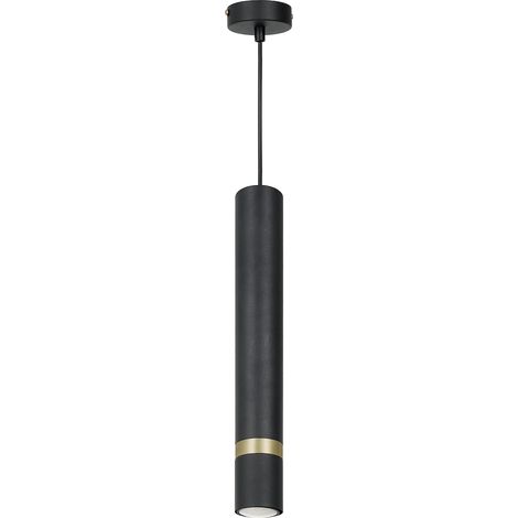 Suspension tube noir réglable détail or GU10 Joker (1/5)