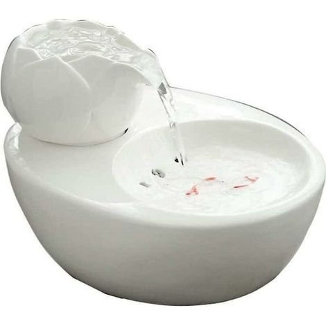 Fontaine à eau verticale Lotus pour chats – Distributeur d'eau en céramique pour animaux de compagnie – Filtre à circulation automatique pour une eau saine et hygiénique (1/3)