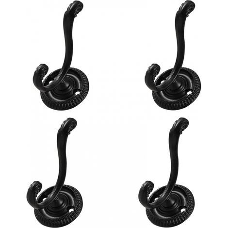 Set di 4 appendiabiti da parete in metallo, portasciugamani, ganci decorativi, per bagno e cucina, ganci per cappelli (nero) (1/5)