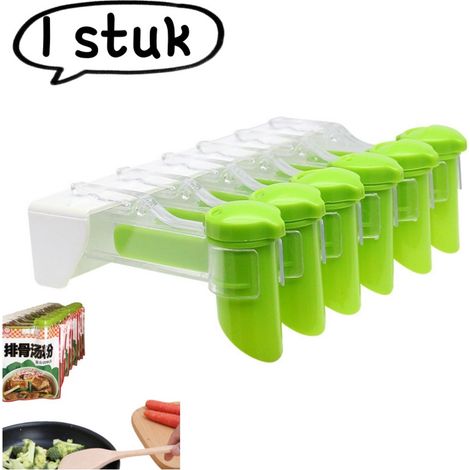 article - Porte-sachets d'épices mural - Fixation murale pour la cuisine, sans perçage - Support pour sachets d'épices - 6 trous - Transparent (1/5)