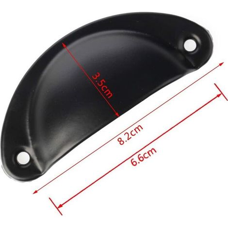 VURAHOME - Lot de 10 poignées coquille vintage armoires de cuisine placard tiroir rétro bouton de porte en fer incurvé 8,2 cm x 3,5 cm noir (1/3)