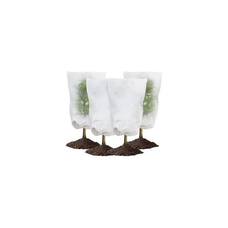 Lot de 4 housses de protection contre le gel - 80 x 100 cm - Avec cordon de serrage pour temps froid hivernal - Tissu antigel pour plantes, jeunes arbres (1/5)