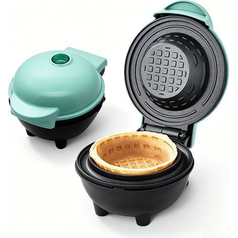 Machine à gaufres en forme de bol compacte – Appareil polyvalent pour gaufres, cônes et desserts maison – Idéal pour petit-déjeuner, goûter ou brunch – Design pratique et facile à nettoyer-lsw (1/2)